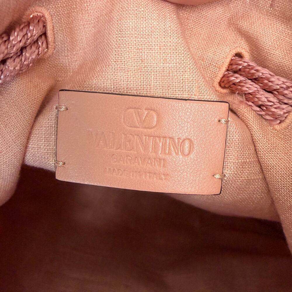 NWOT Valentino Garavani Nellcôte Pink Linen Floral Fringe Crossbody Bag - Picture 13 of 16
